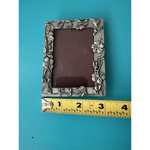 SEAGULL Pewter Canada Floral Picture Frame 1988 Vintage 3x4 Ornate Flowers - Picture 6 of 15